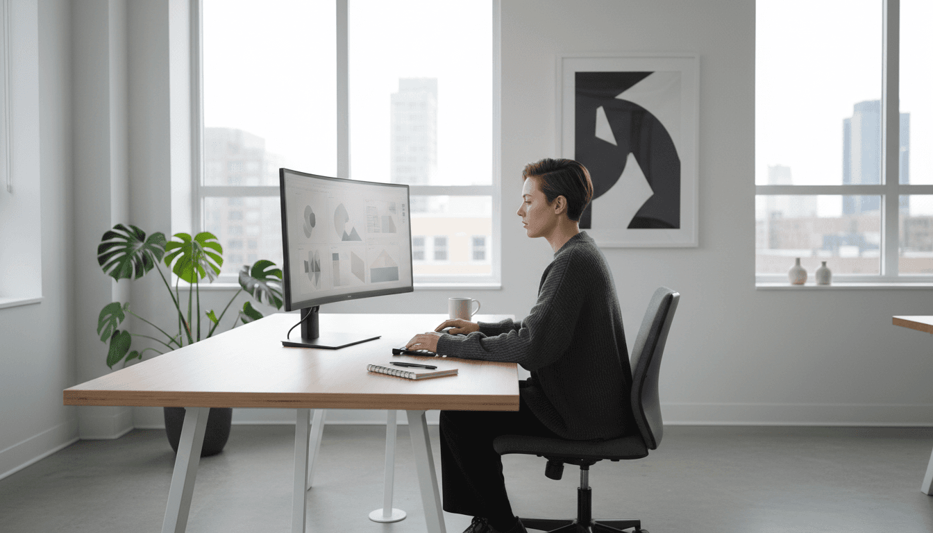 Designer working on website design at modern agency workspace in Orlando